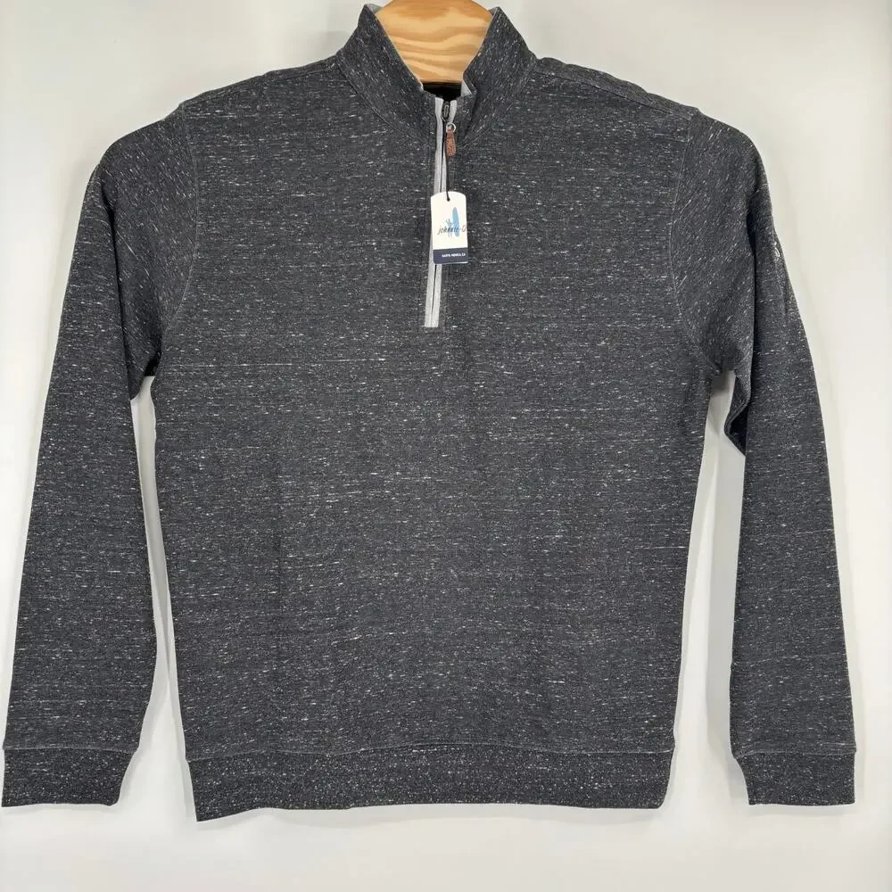 Johnnie‎ O Mens Medium Gray White Spotted 1/4 Zip Long Sleeve Pullover Sweater